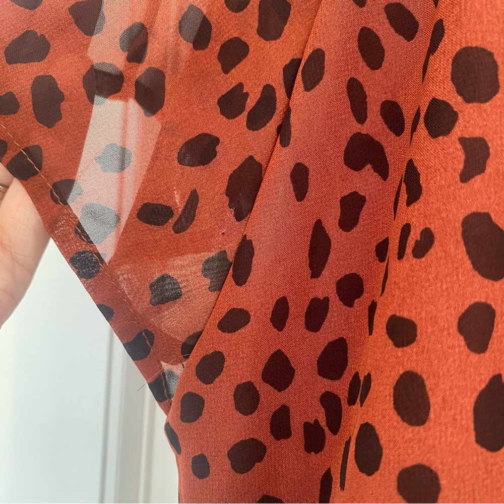 Fantaslook Women's Deep Orange and Brown Pattern Short Sleeve Top Size XL - Picture 7 of 8